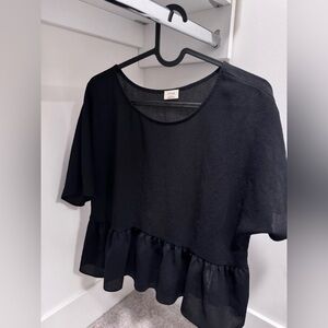 Wilfred Black Short Sleeve Top Peplum blouse